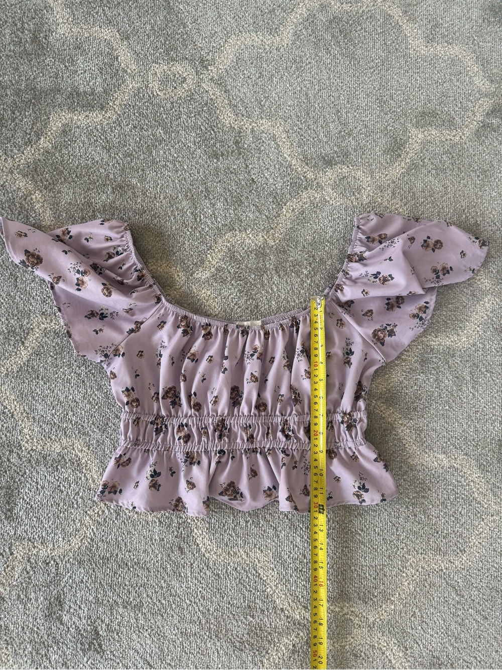 Altar'd State Lavender Floral Smocked Off-Shoulder Crop Top - Picture 7 of 8